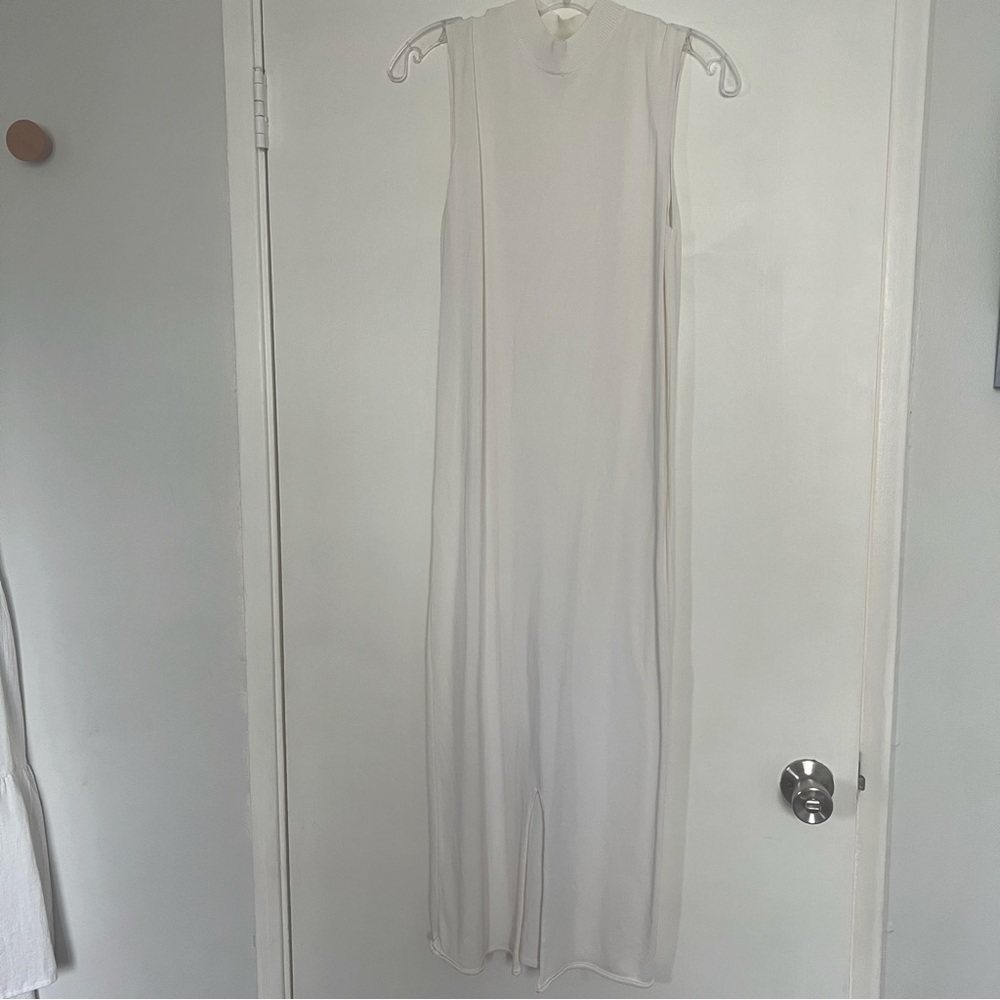 White knit midi dress